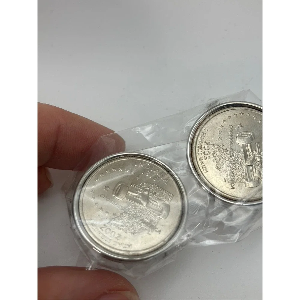 Indiana‎ State Quarter Cufflinks Mens OS Silver Excellent 2002 Racing
